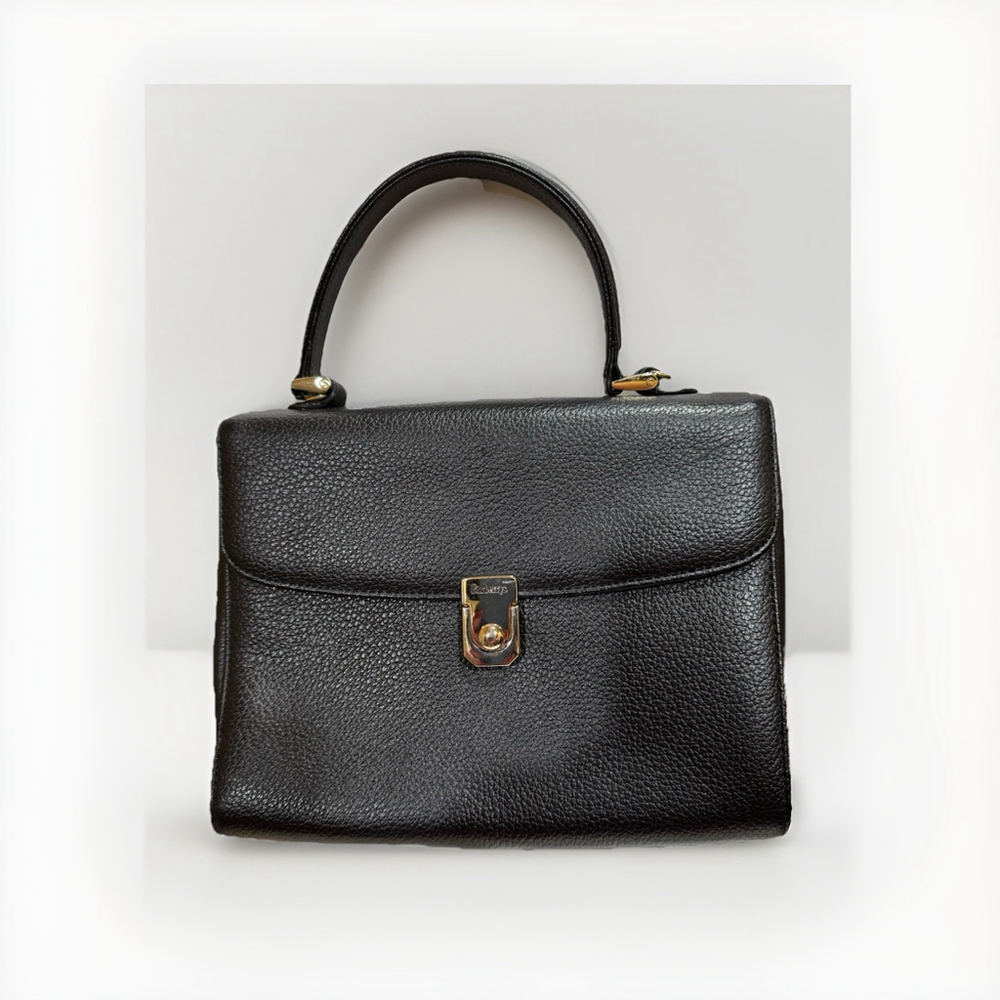 Burberry Leather Top Handle Satchel Bag With Nova Check Lining with COA - Picture 7 of 16